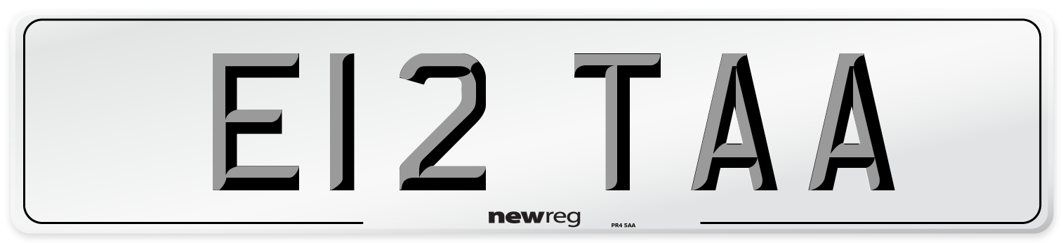 E12 TAA Number Plate from New Reg